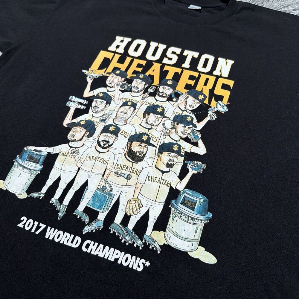 Undefeated Shirt XXL Black MLB Baseball Houston Astros Cheaters Parody 2017 Mens